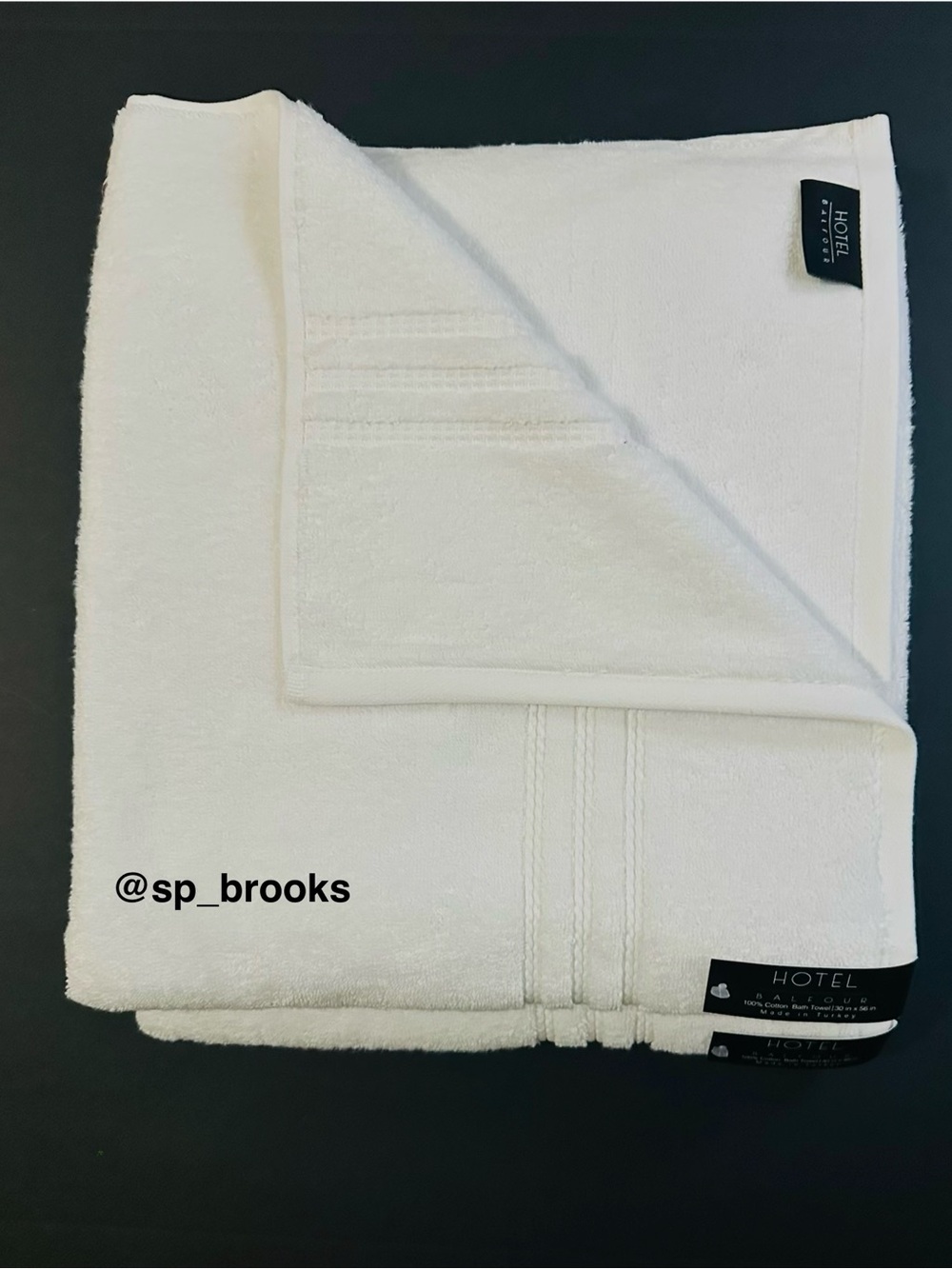 🎁2PC Hotel Balfour Cotton White Bath Towels with   Braided Dobby Border - Turkey